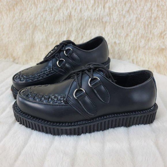 Demonia Shoes | Demonia Creeper 602 Black Leather 1 inch Platform | Color: Black | Size: 14 | Twfshoedeals's Closet